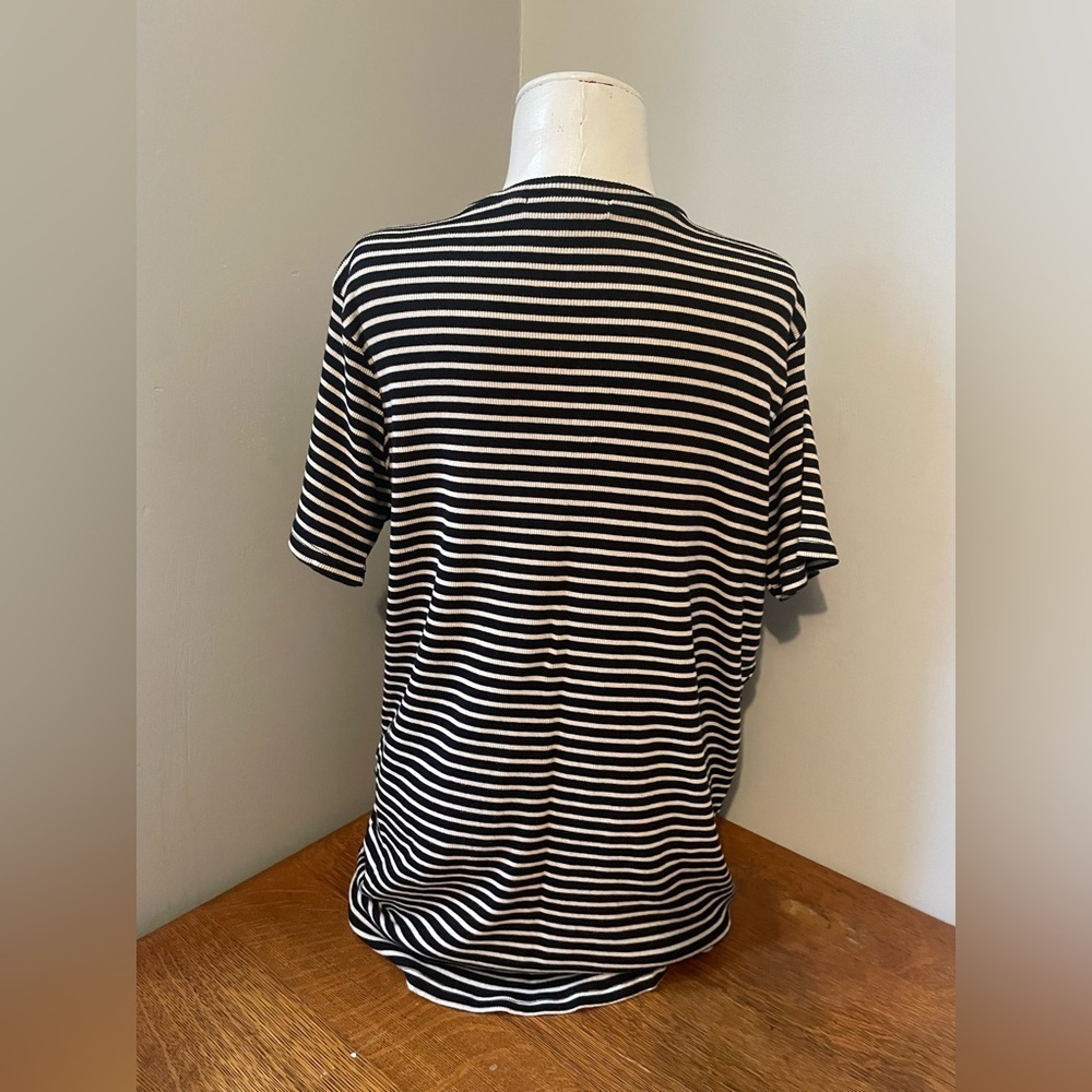 Brandy Melville Women’s One Size Striped Black White Cream Short Sleeve Top EUC - Picture 11 of 14